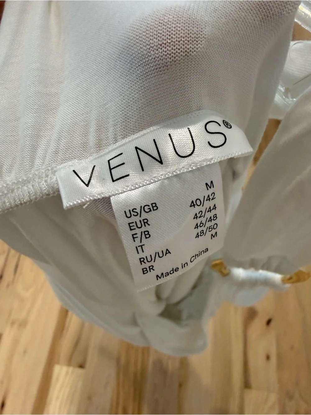 Venus White Halter Swim Cover-Up with Gold Ring Detail | Size Medium